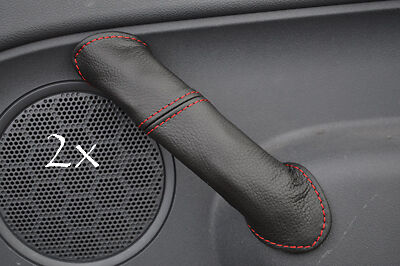 FITS TRANSIT CONNECT 2X red stitch LEATHER DOOR HANDLE COVERS CUSTOM NEW