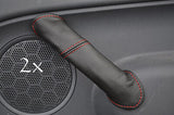 FITS TRANSIT CONNECT 2X red stitch LEATHER DOOR HANDLE COVERS CUSTOM NEW