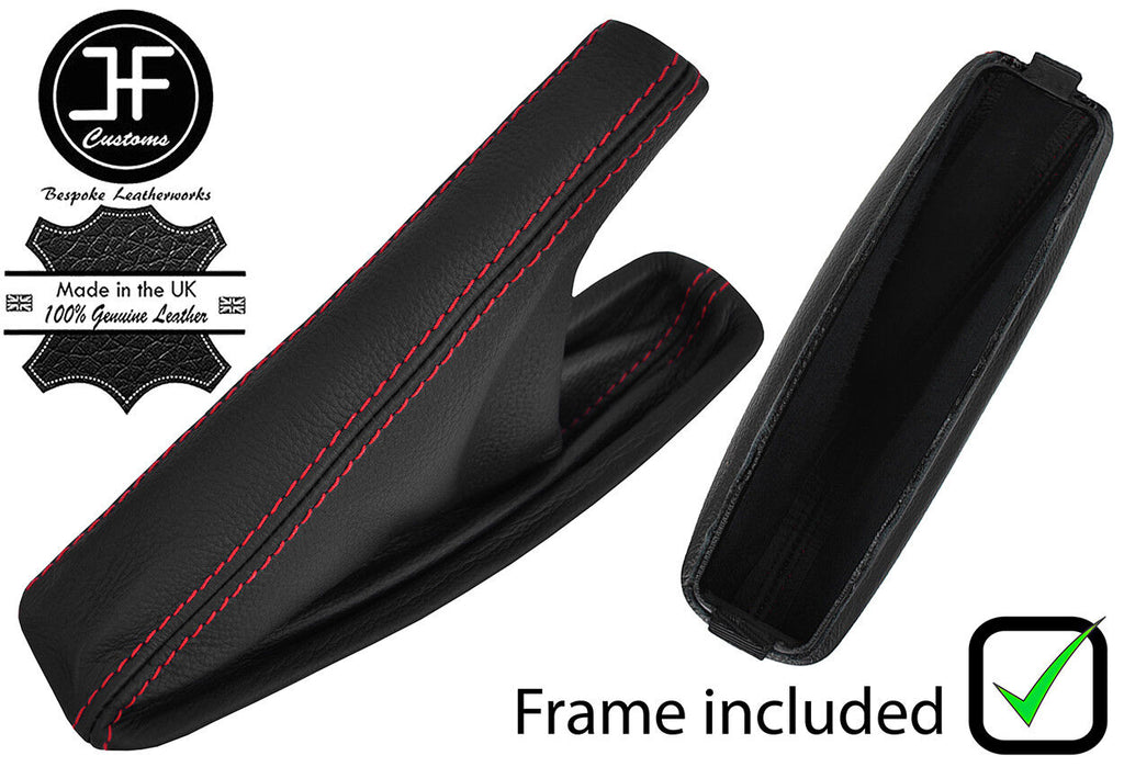 RED STITCH LEATHER HANDBRAKE GAITER+PLASTIC FRAME FOR BMW 3 SERIES E36 91-98