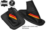 BLACK STITCH GERMAN FLAG TOP GRAIN LTHR AUTOMATIC GAITER SET FOR BMW E46 99-05