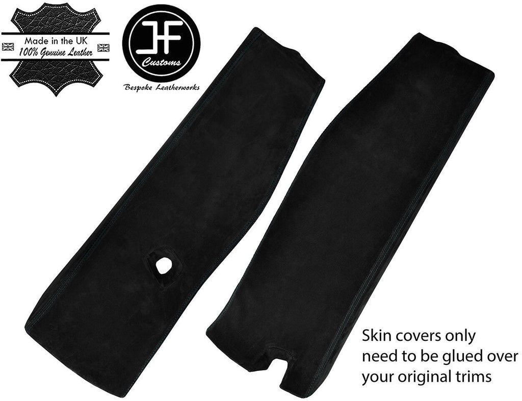 BLACK STITCHING 2X LOWER B PILLAR SUEDE COVERS FITS VW T5 TRANSPORTER SHUTTLE