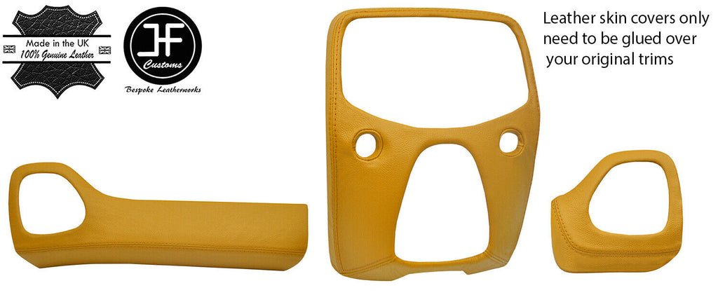YELLOW TOP GRAIN LEATHER THREE PIECE DASH KIT TRIM COVERS FOR TOYOTA AYGO 14-19