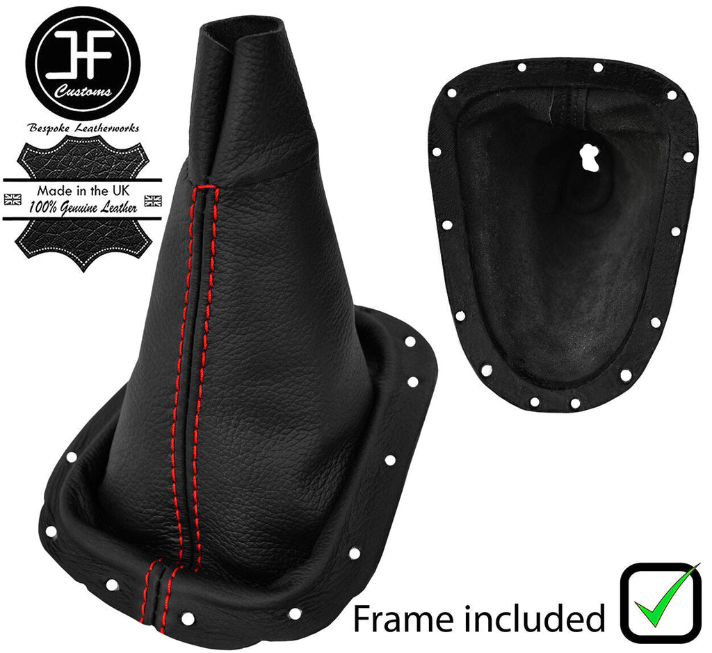 RED STITCH LEATHER GEAR GAITER+PLASTIC FRAME FITS RENAULT TWINGO 2007-2013