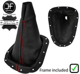 RED STITCH LEATHER GEAR GAITER+PLASTIC FRAME FITS RENAULT TWINGO 2007-2013