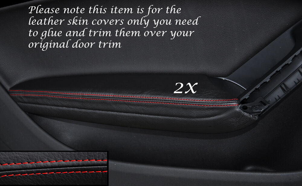 RED STITCH 2X FRONT DOOR ARMREST LEATHER SKIN COVERS FITS AUDI A5 07-14 3 DOOR