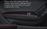 RED STITCH 2X FRONT DOOR ARMREST LEATHER SKIN COVERS FITS AUDI A5 07-14 3 DOOR