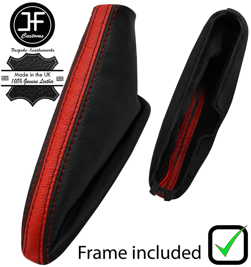 BLACK & RED STRIPE LEATHER HANDBRAKE GAITER + FRAME FOR MG ZR ROVER 25 04-06
