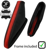 BLACK & RED STRIPE LEATHER HANDBRAKE GAITER + FRAME FOR MG ZR ROVER 25 04-06