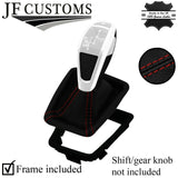 D RED STITCH LEATHER AUTO AUTOMATIC DCT GEAR GAITER+FRAME FOR BMW X1 E84 12-14