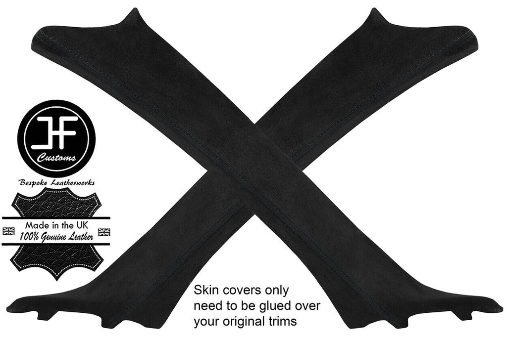 BLACK STITCH 2X A POST PILLAR REAL SUEDE COVERS FITS BMW X1 E84 2009-2015