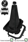 BLACK STITCH REAL LEATHER GEAR GAITER+FRAME+TOP RING FOR SUBARU FORESTER 98-02
