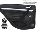 GREEN STITCH 2X REAR DOOR CARD TRIM LEATHER COVERS FOR SKODA OCTAVIA MK2 04-13