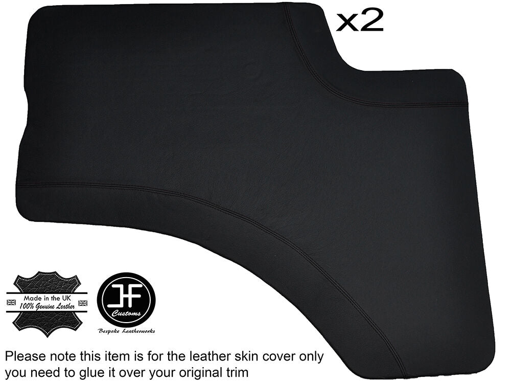 BLACK STITCHING 2X FRONT DOOR CARD LEATHER COVER FITS BEDFORD TK M TYPE