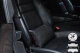1X BLACK LEATHER & RED STITCH GENUINE LEATHER LUXURY CAR SEAT PILLOW CUSHION