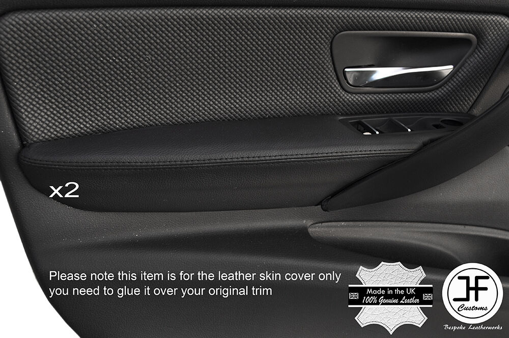 BLACK STITCH 2X FRONT DOOR ARMREST LEATHER COVERS FITS BMW 3 SERIES F30 F31