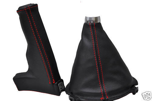 FITS AUDI TT GEAR + HANDBRAKE GAITER RED  STITCH 07+ CUSTOM NEW MADE IN UK