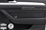 BLACK STITCH 2 FRONT DOOR CARD TRIM LEATHER COVER FOR VW PASSAT B8 15-18 SALOON
