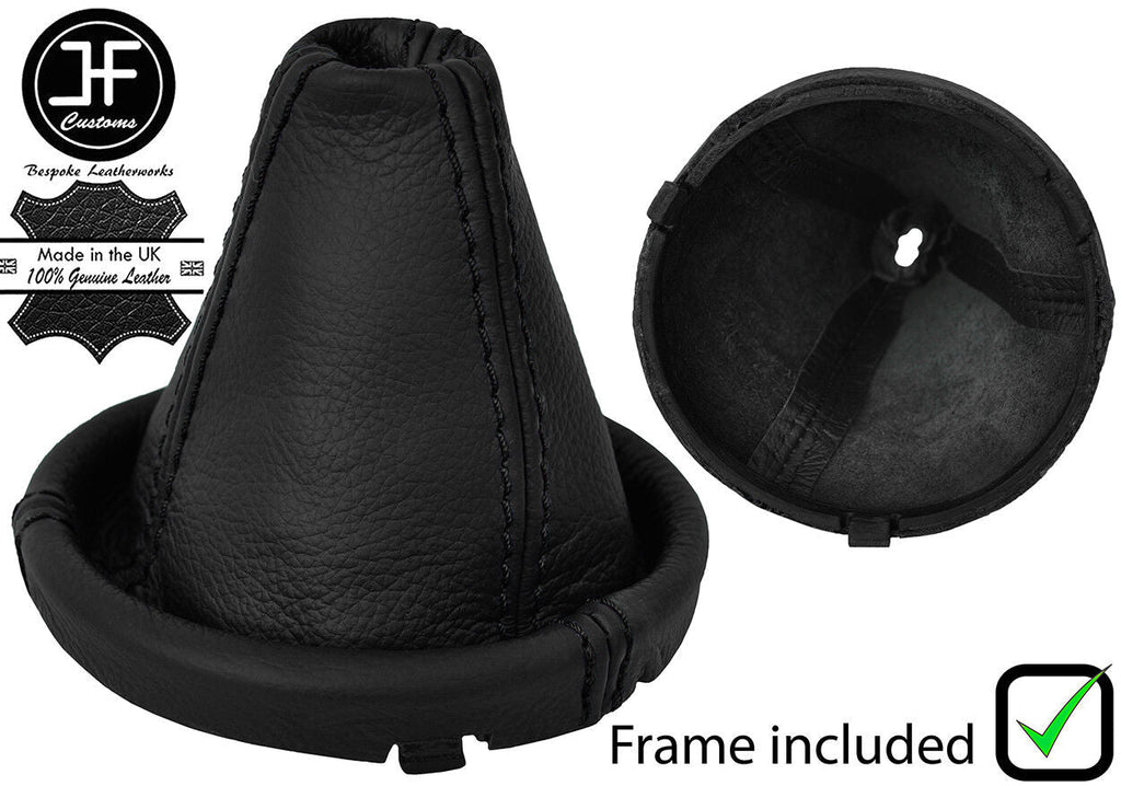 BLACK STITCH LEATHER MANUAL GEAR GAITER+PLASTIC FRAME FITS AUDI A2 1999-2005
