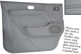 BLACK STITCH 2X DOOR CARD GREY LEATHER SKIN COVERS FITS MAZDA BONGO FORD FREDA