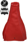 RED LEATHER WHITE STITCH MANUAL GEAR GAITER FITS TOYOTA AVENSIS 2003-2008