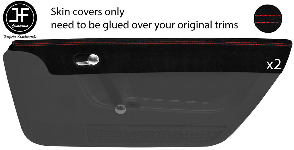 RED STITCH 2X UPPER TOP DOOR CAPPING SUEDE COVERS FITS AUDI TT MK1 98-06