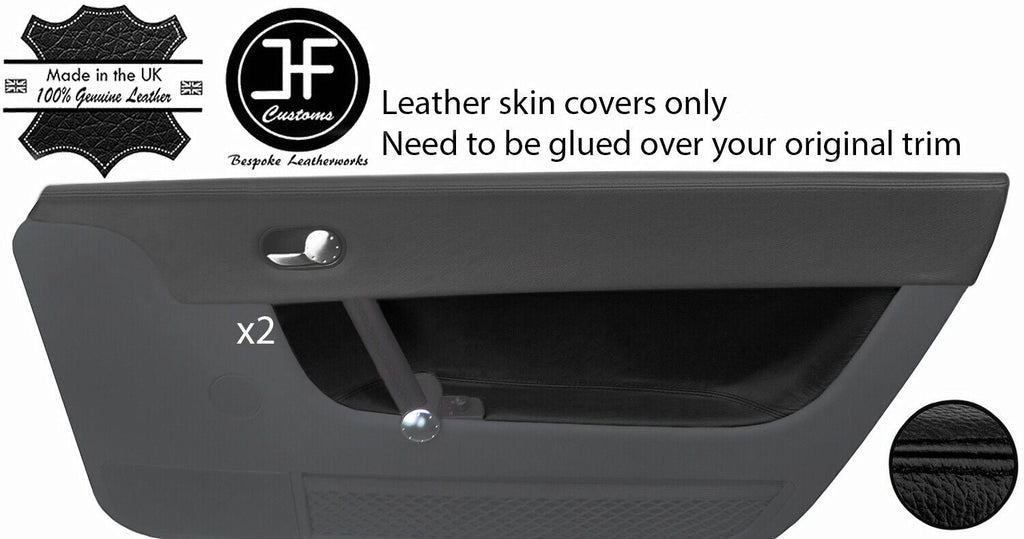 BLACK REAL LEATHER 2X DOOR CARD TRIM COVERS FITS AUDI TT MK1 1998-2006