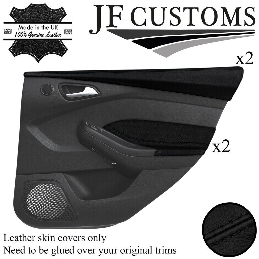 BLACK STITCH 2X REAR DOOR TRIM+CAPPING COVERS FOR FORD FOCUS MK3 11-14 5DR JF1