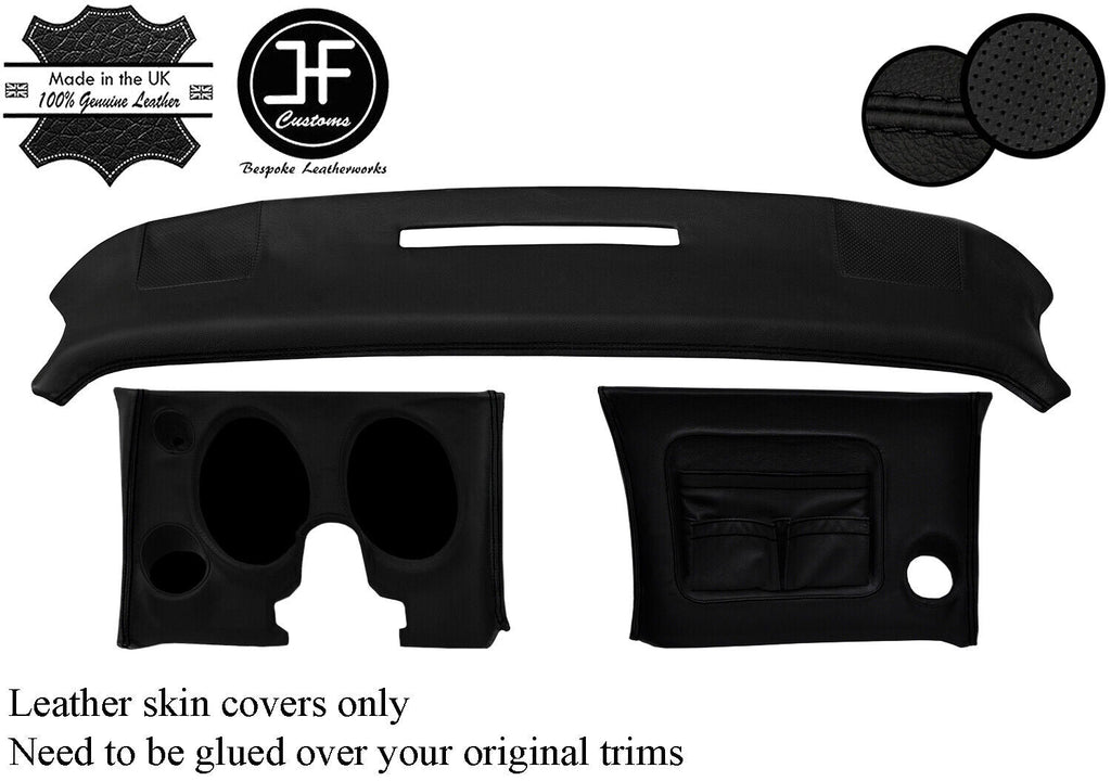 BLACK STITCH DASH DASHBOARD KIT REAL LEATHER COVERS FITS CORVETTE C3 1970-1976
