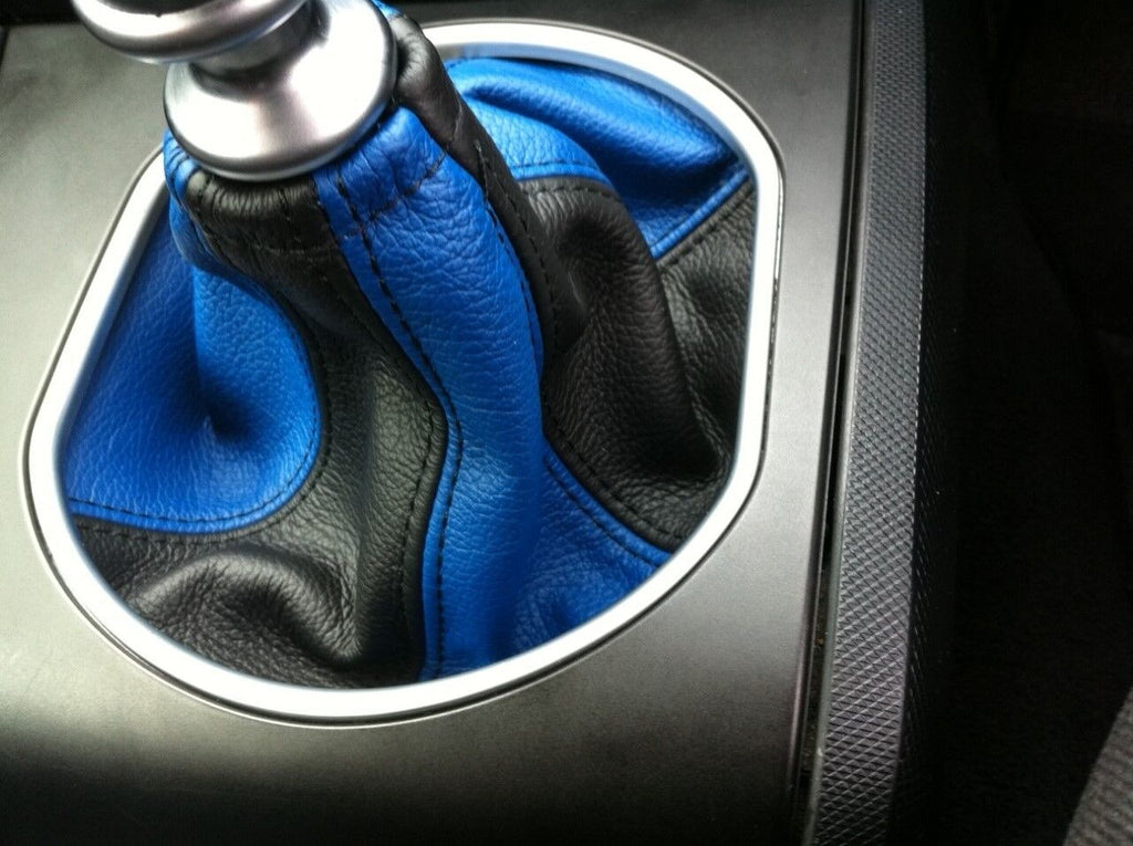 BLACK BLUE  MANUAL LEATHER GEAR GAITER FITS FORD MONDEO MK3 2001-2003 CUSTOM NEW