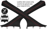 RED STITCHING 2X A PILLAR REAL LEATHER COVERS FITS FORD FOCUS 2011-2015