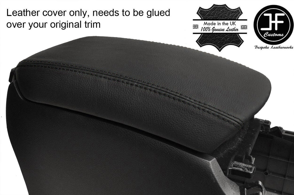 BLACK STITCHING ARMREST LID REAL LEATHER COVER FITS INFINITI Q50 2013-2017