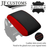 BLACK & RED TOP-GRAIN LEATHER ARMREST LID COVER FITS SKODA YETI 2009-2017