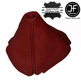 DARK RED LEATHER BLACK STITCH MANUAL GEAR STICK GAITER FOR MAZDA MX5 MK1 89-97