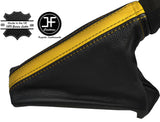BLACK & YELLOW LEATHER HANDBRAKE GAITER FITS VAUXHALL OPEL CORSA E 2014-2017