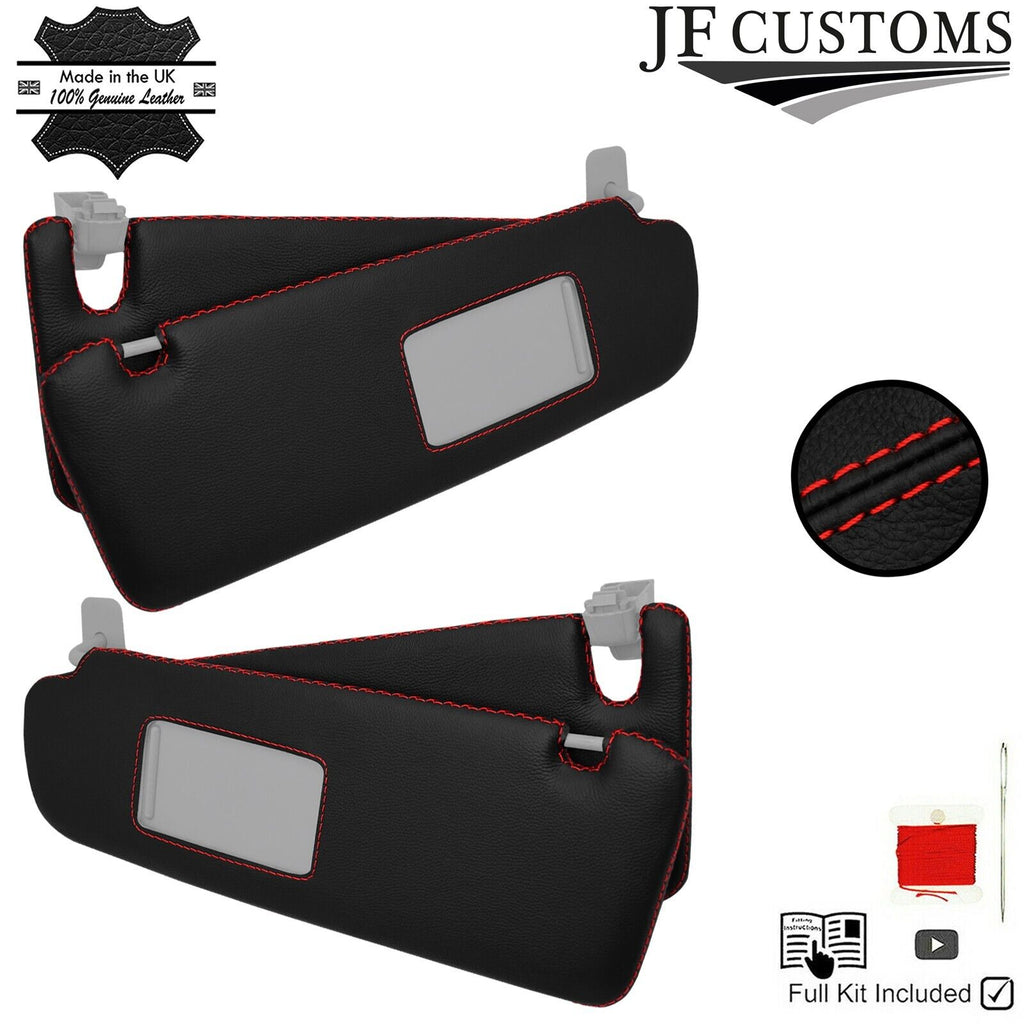 RED CROSS STITCH 2X SUN VISOR SET LEATHER COVER FOR PORSCHE CAYENNE 955 03-10