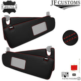 RED CROSS STITCH 2X SUN VISOR SET LEATHER COVER FOR PORSCHE CAYENNE 955 03-10