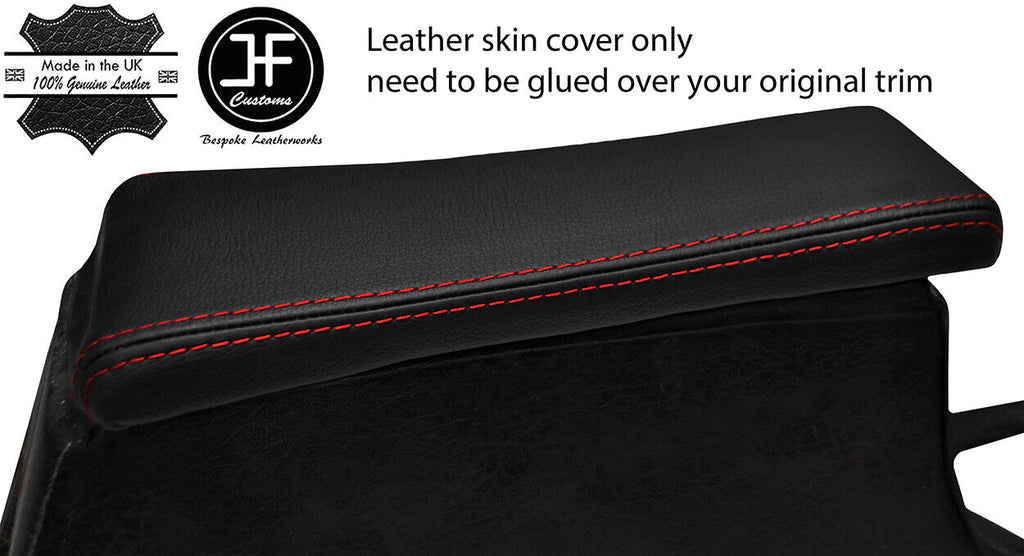 RED STITCHING REAL LEATHER ARMREST LID COVER FITS RELIANT SCIMITAR SE4 COUPE