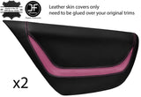 BLACK & PINK 2X REAR DOOR CARD TRIM LEATHER COVERS FOR VW LUPO 1998-05 STYLE 2