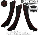 RED STITCH ITALIAN LEATHER 3X DOOR HANDLE COVERS FOR BMW E90 E91 E9X MADE IN UK