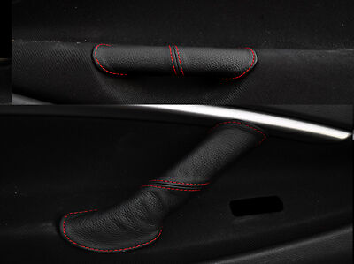 RED STITCHING FITS CITROEN C5 2001-2007 2X FRONT DOOR HANDLE LEATHER COVERS ONLY