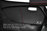 RED STITCHING 2X FRONT DOOR CARD LEATHER SKIN COVERS FITS MERCEDES W116 72-80