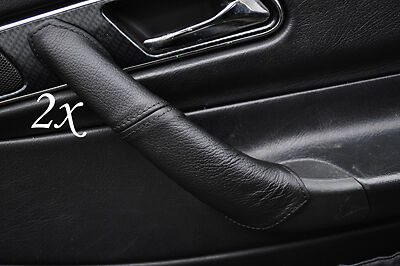 BLACK STITCHING FITS MERCEDES SLK R170 1996-2003 2X DOOR HANDLE LEATHER COVERS