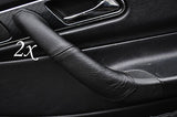BLACK STITCHING FITS MERCEDES SLK R170 1996-2003 2X DOOR HANDLE LEATHER COVERS