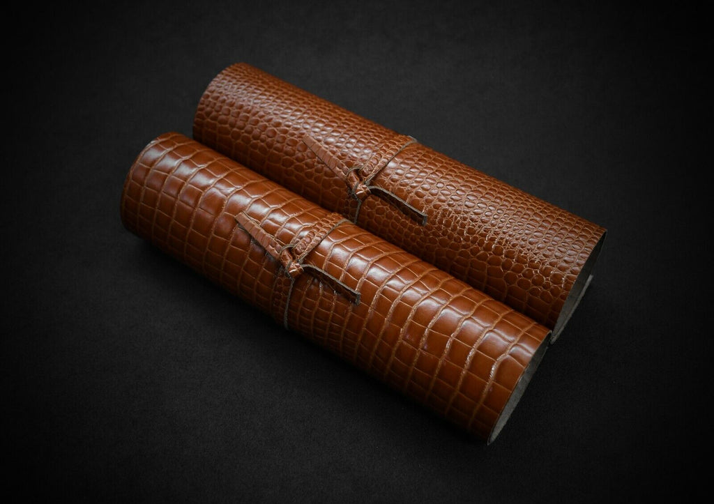 GENUINE ITALIAN TOP-GRAIN EMBOSSED ALLIGATOR PRINT LEATHER 2X 30CM SHEETS+CORD