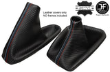 BLACK & TRI STITCH CARBON LOOK GEAR & HANDBRAKE GAITER FITS BMW E90 E91 E92 E93