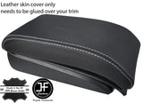 WHITE STITCH BLACK  LEATHER SLIDING  ARMREST COVER FOR VW TOURAN CADDY 03-10