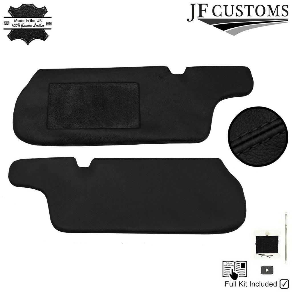 BLACK CROSS STITCH LEATHER 2X SUN VISOR COVERS FITS DATSUN 280ZX 1979-1983