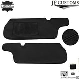 BLACK CROSS STITCH LEATHER 2X SUN VISOR COVERS FITS DATSUN 280ZX 1979-1983