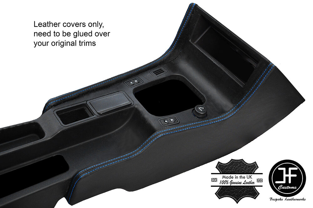 BLUE STITCH 2X CONSOLE SIDE TRIM LEATHER COVERS FITS FIAT COUPE 1994-2000