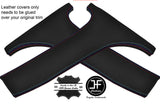 BLACK LEATHER TRI STITCH 2X LOWER B PILLAR COVERS FITS BMW 5 SERIES E39 1996-03